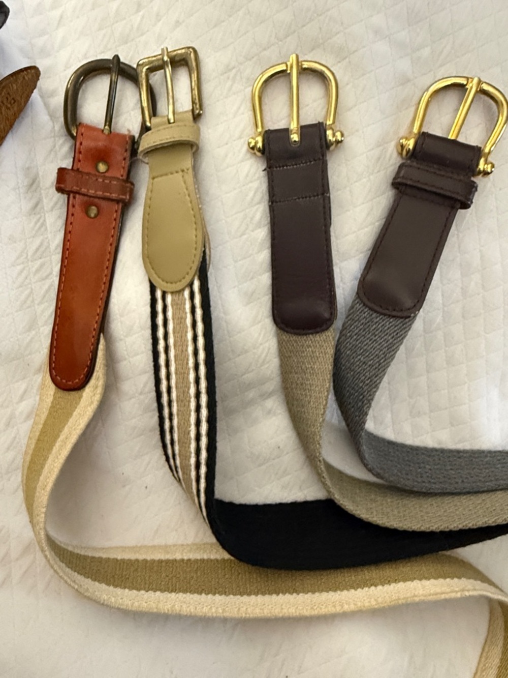 Lot of 4 Vintage Surcingle Belts - Leather & Canvas - Preppy Equestrian